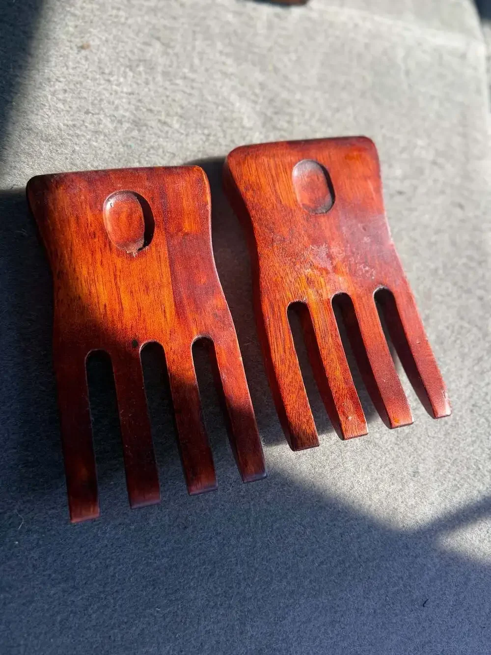 Solid Wood Salad Hands Serving Tongs Set